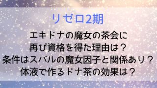 【リゼロ2期】エキドナの魔女の茶会に再び資格を得た理由は?条件はスバルの魔女因子と関係あり?体液で作るドナ茶の効果は?